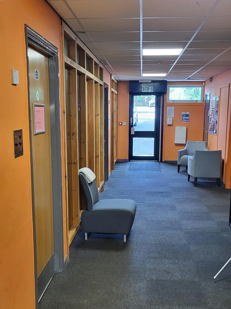 Commercial corridor decorated by Godiva Decorators in Coventry
