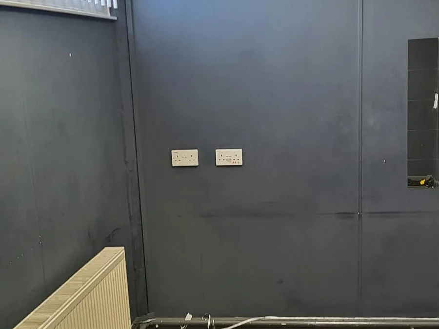 Office zone sheeted and prepared ahead of painting in Coventry