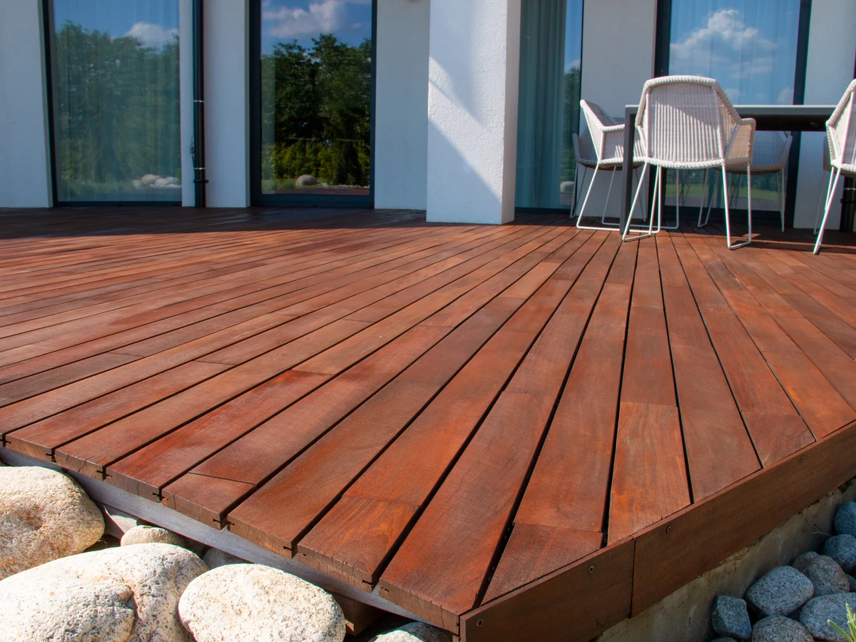 Stained wooden deck with professional finish