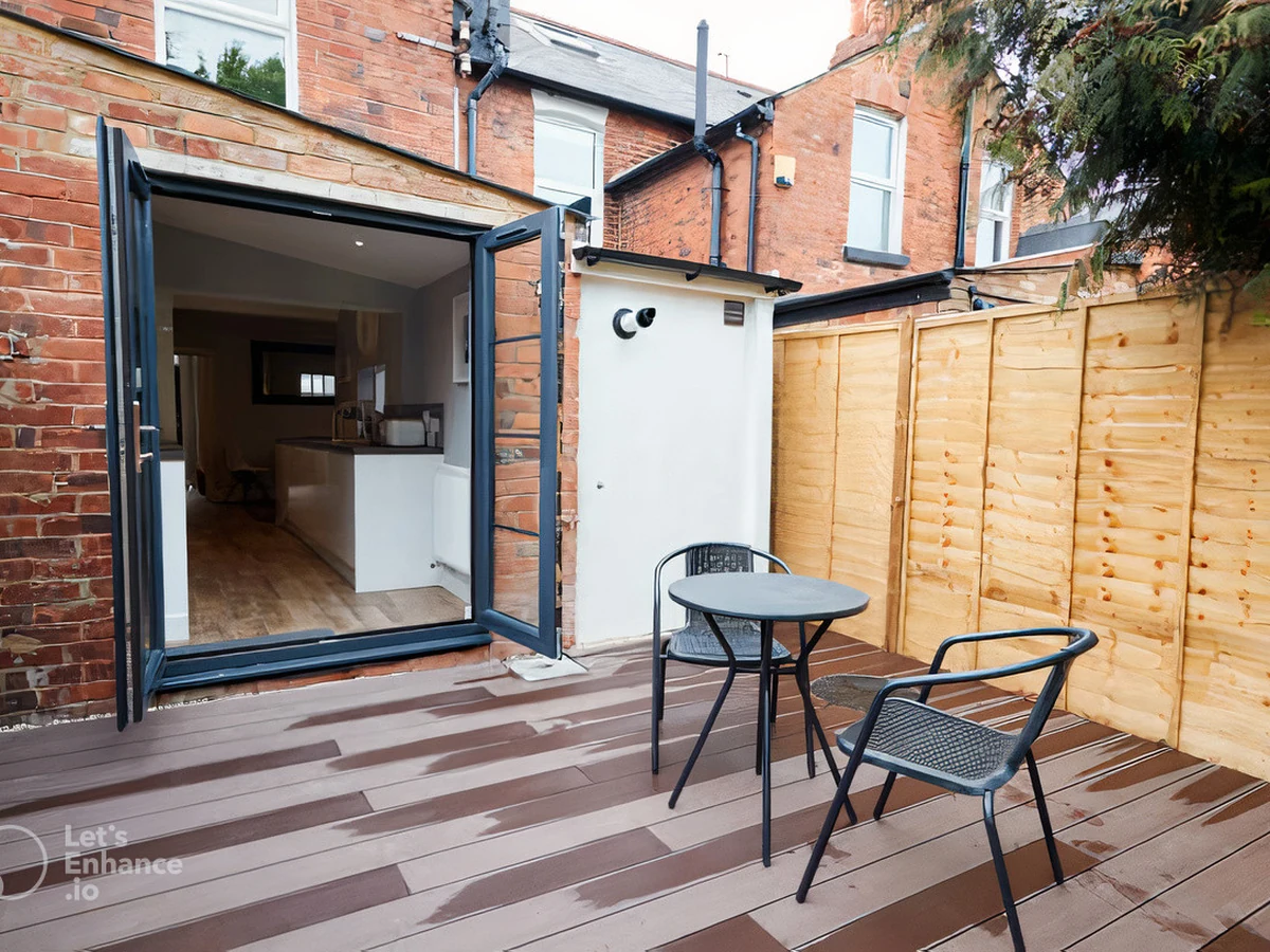 Urban terrace decking freshly treated