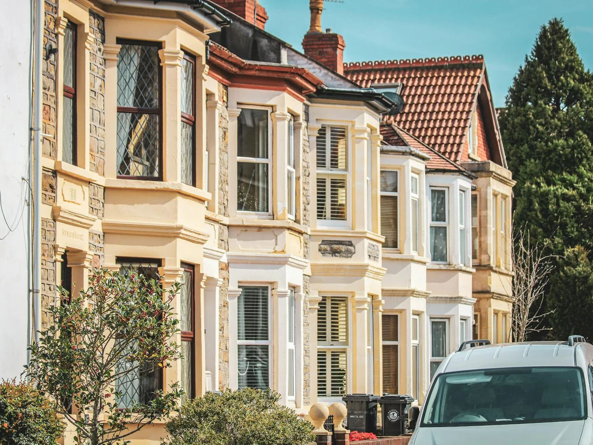 Row of Victorian terraced houses with fresh exterior paint
