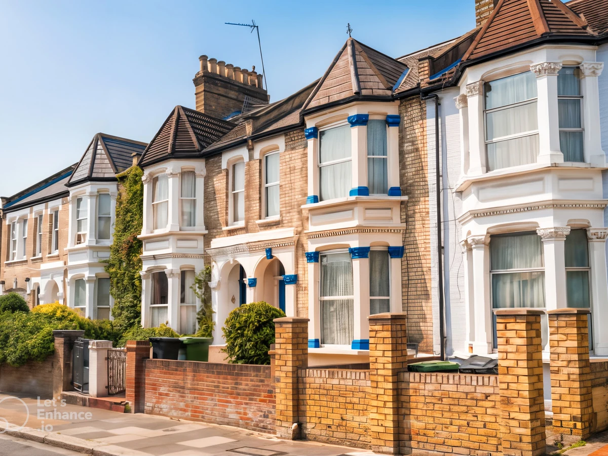 Victorian terraced houses with exterior painting in Coventry