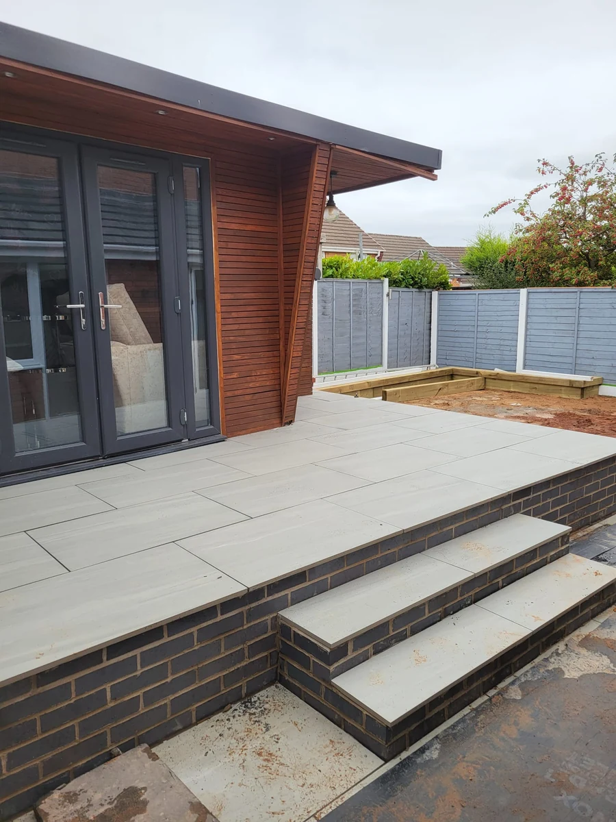 Garden patio and decking area in Coventry by Godiva Decorators (completed)
