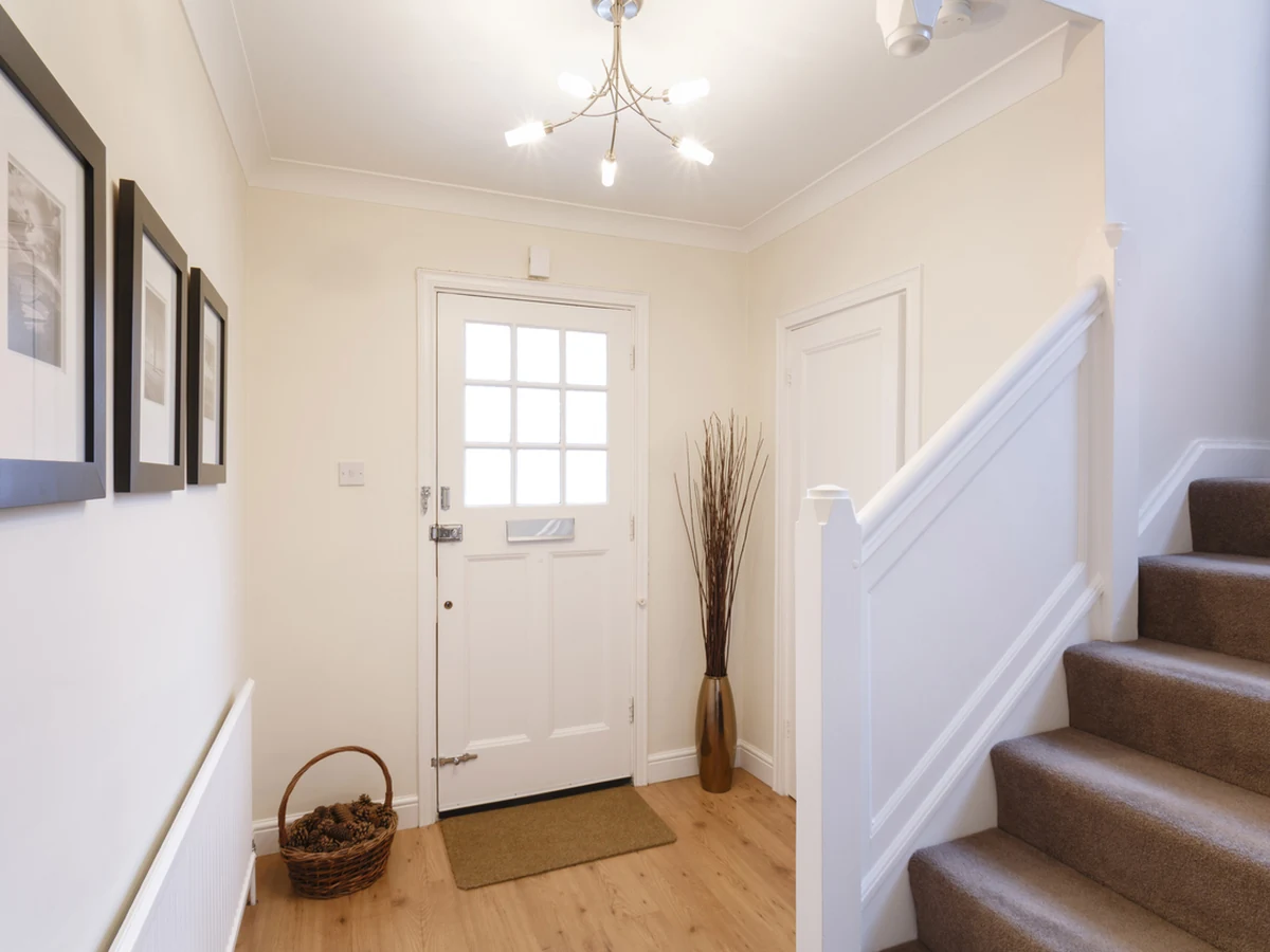 Bright white entrance hallway painting in Coventry