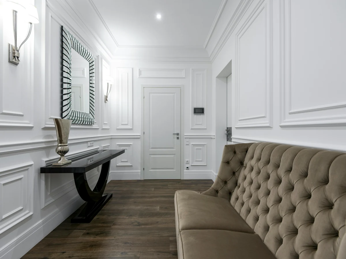 Elegant white hallway painting in Coventry by Godiva Decorators