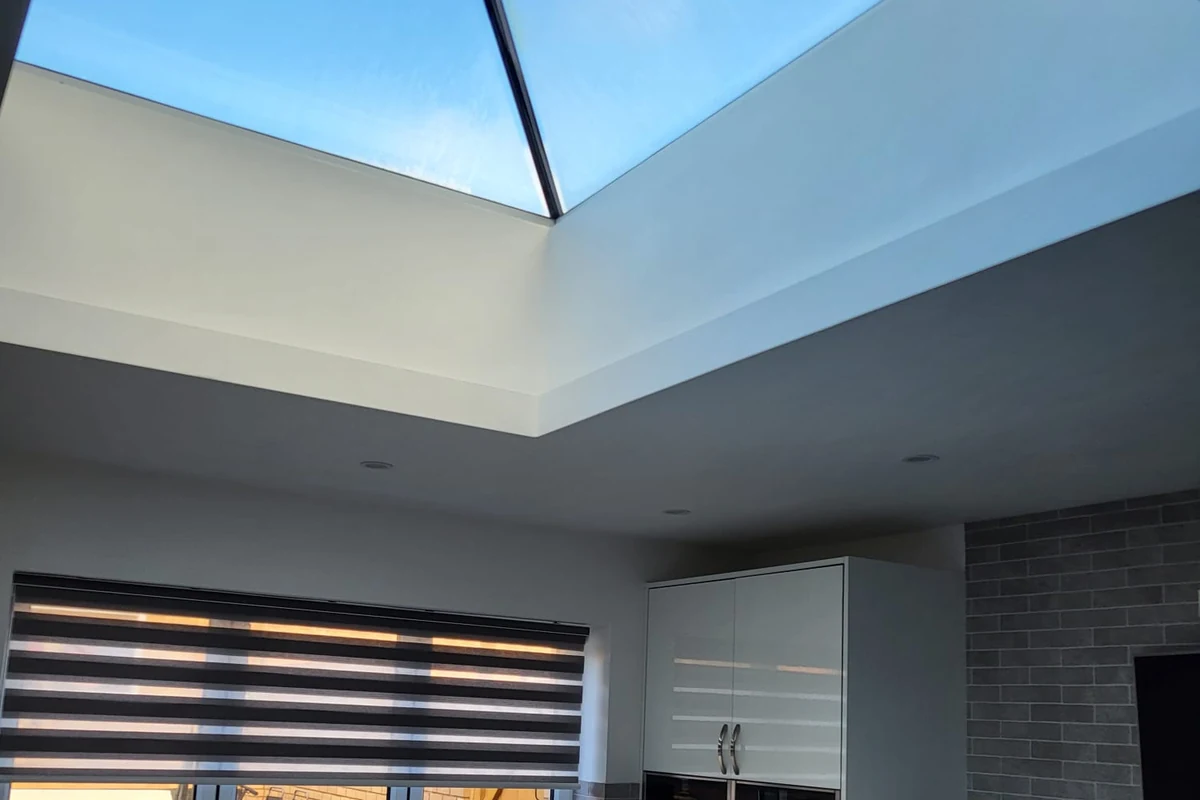 home-renovation-coventry-godiva-decorators Renovated open-plan kitchen with a glazed lantern roof in Coventry by Godiva Decorators