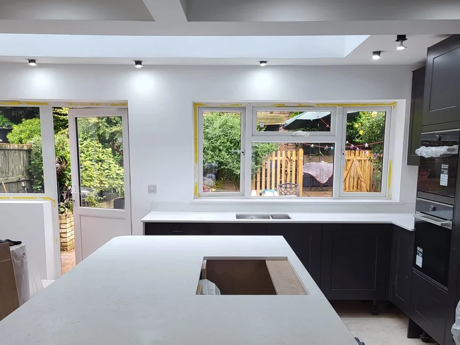 island-kitchen-wide-coventry-godiva-decorators Decorated kitchen in a new build home in Coventry