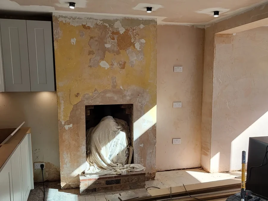 Painting in progress in a new build kitchen in Coventry