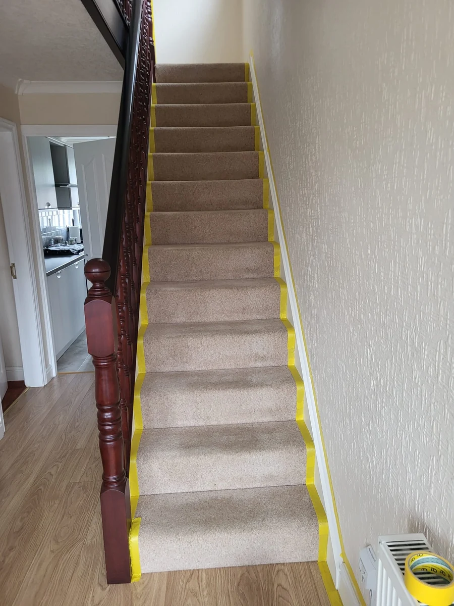 Masked and prepared staircase in a Coventry conservation area property