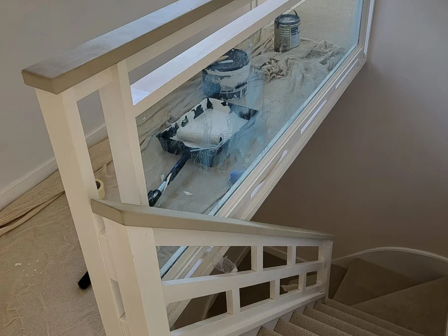 Repainted stairs and landing in a Coventry rental property
