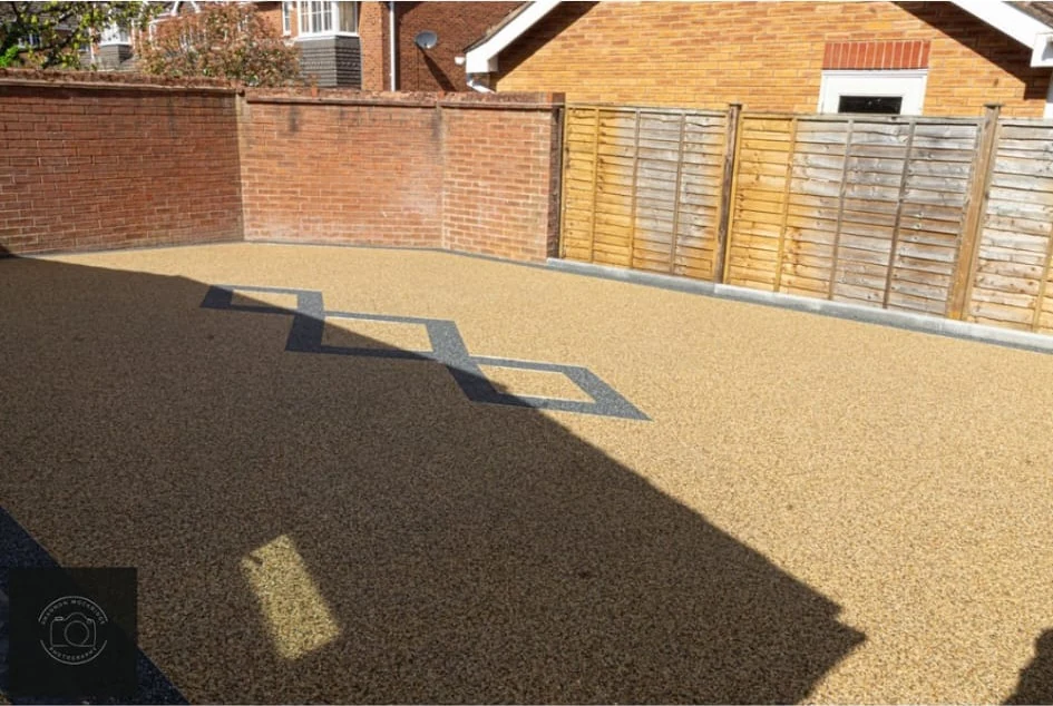 Walled rear yard with resin surface in Coventry by Godiva Decorators (before)
